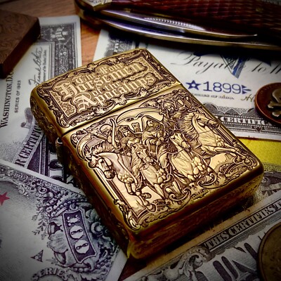 Zippo  Four Horsemen of the Apocalypse  Engraved 5-Sided Brass Armor Lighter