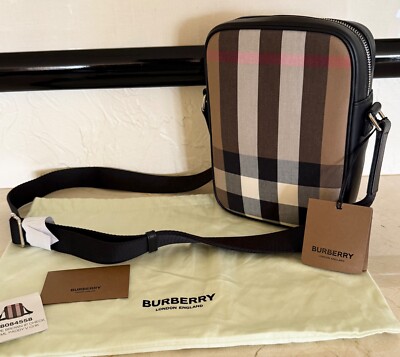 バーバリーショルダーバッグ CHECK PADDY CROSSBODY BAG Burberry Black/Blue Nylon Check and Leather Paddy Crossbody Bag