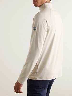 G/FORE Mens Luxe Staple Mid Tech-Jersey Half-Zip Golf Top Ivory XL 3D Logo