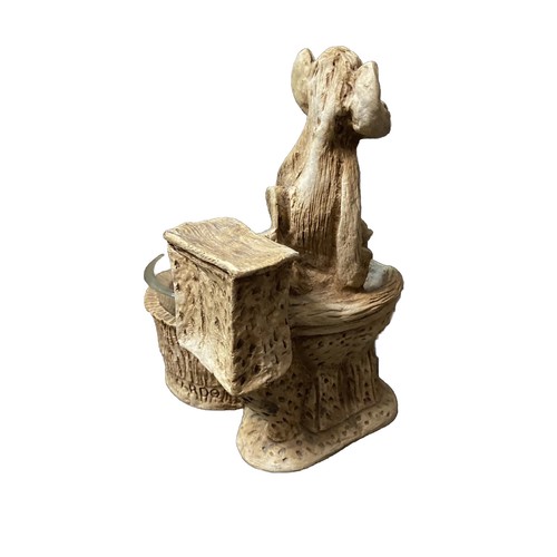 Vintage Trinket/Votive Holder Cheeky Monkey On Toilet Figurine Signed Ricardo - Picture 4 of 12