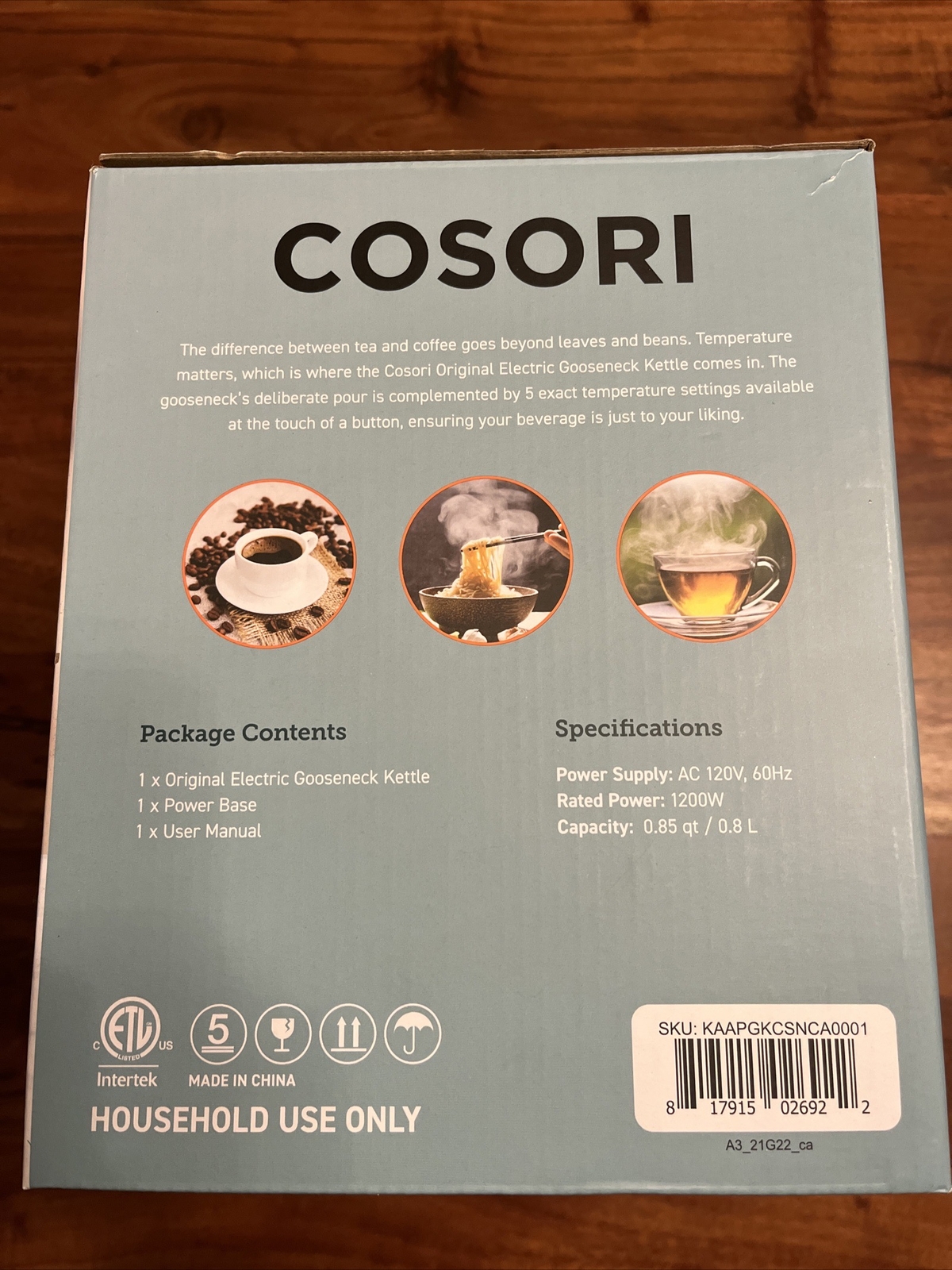 COSORI CO108NK Electric Gooseneck 5 Variable Presets Pour over Kettle