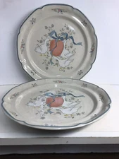 INTERNATIONAL CHINA 8868 MARMALADE GOOSE STONEWARE DINNER PLATE 10 3/4" Set Of 2