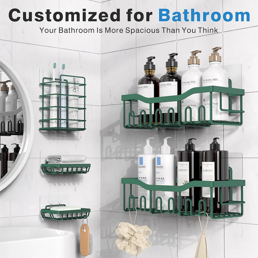 Shower Caddy 5 Pack,Adhesive Shower Organizer for Bathroom Storage&Home Decor&Ki