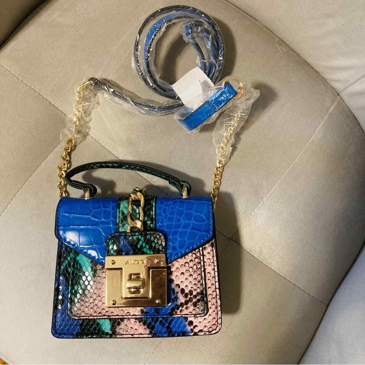 NWOT Aldo Martis Multi color snake print mini bag satchel