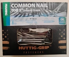 335 pcs Huttig-Grip 10d Nails 3" Smooth Shank,  5 ( one lb boxes )
