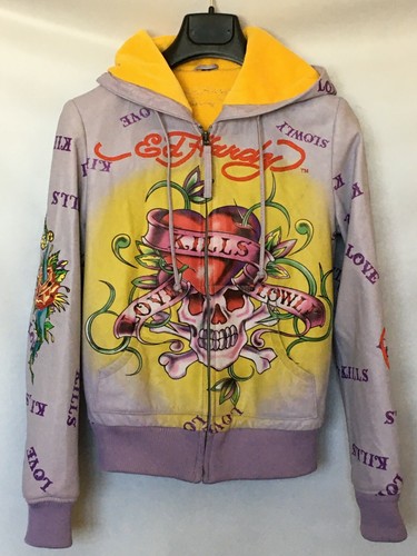 Ed Hardy Love Kills Chaqueta de Cuero talla-S | eBay