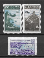 Turkey 1950 Airmail Stamps -International Civil Aviation MNH set S.G. 1435-1437