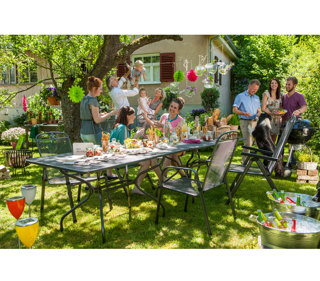 Gartenmöbel Savoy 7teilig Tisch 2 Stapelsessel 4 Klappsessel Metall