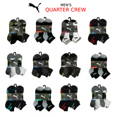 PUMA Men's Socks Quarter Crew Sport Style Fits Shoe 8-12  Socks 10-13 NEW w TAGS