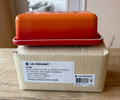 Le Creuset Stoneware Signature Single Stick Butter Dish, Flame NEW