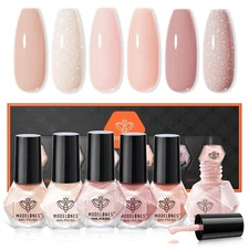 6 Colors Natural Nude Nail Polish Bubble Bath Quick Dry Skin Tone