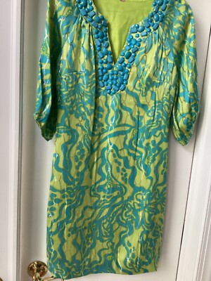 NWT Lilly Pulitzer Green and Blue beaded Alice dress lurex, size 6 | eBay