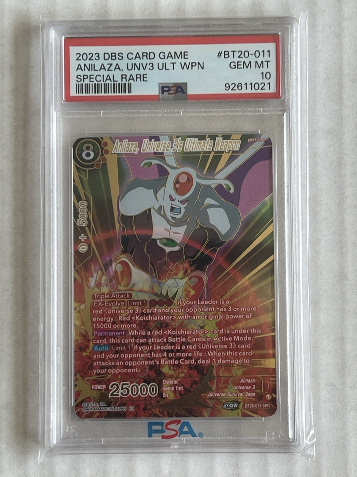 2023 Dragon Ball Super Anilaza, Universe 3 Ultimate Power SPR BT20-011 (PSA 10)