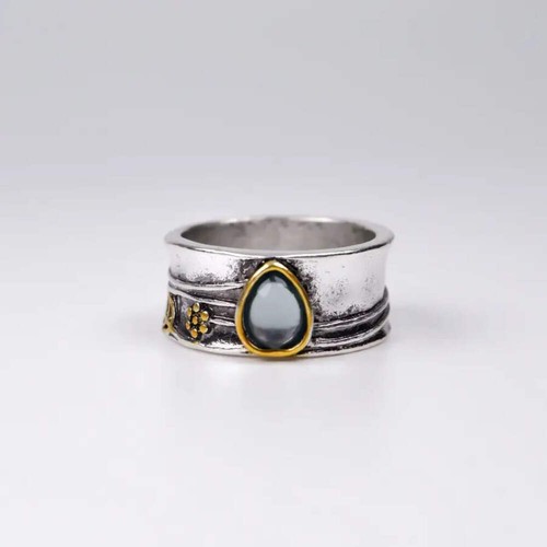 Recycle Retro Ring mit Blauer Stein & Weißer Stein - Picture 21 of 21