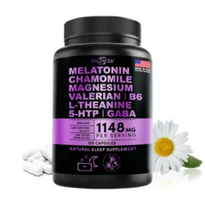 12-in-1 Sleep Capsules - Natural Sleep Aid for Adults Magnesium glycinate 500 mg