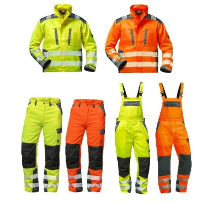 Elysee Warnschutz Bundhose Latzhose Jacke gelb orange Reflexstreifen elastisch
