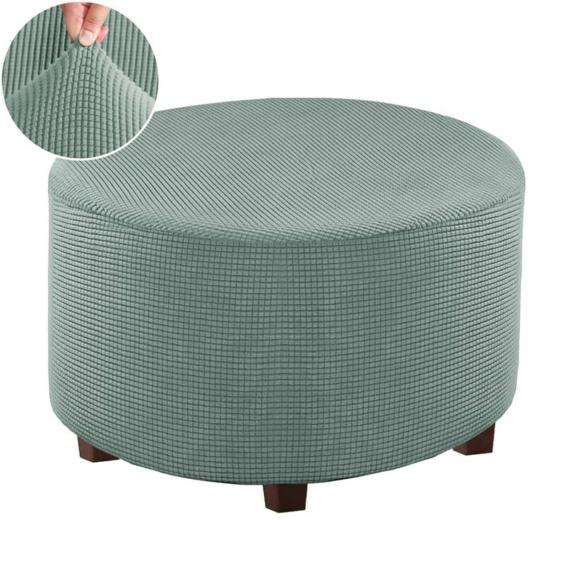 Round Ottoman Slipcover Footstool Protector Covers Storage Ottoman