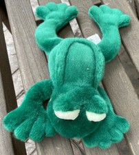 Vintage 1970  s Russ Berrie Fleegle Frog Soft Green Stuffed Plush Toy Abt 13  