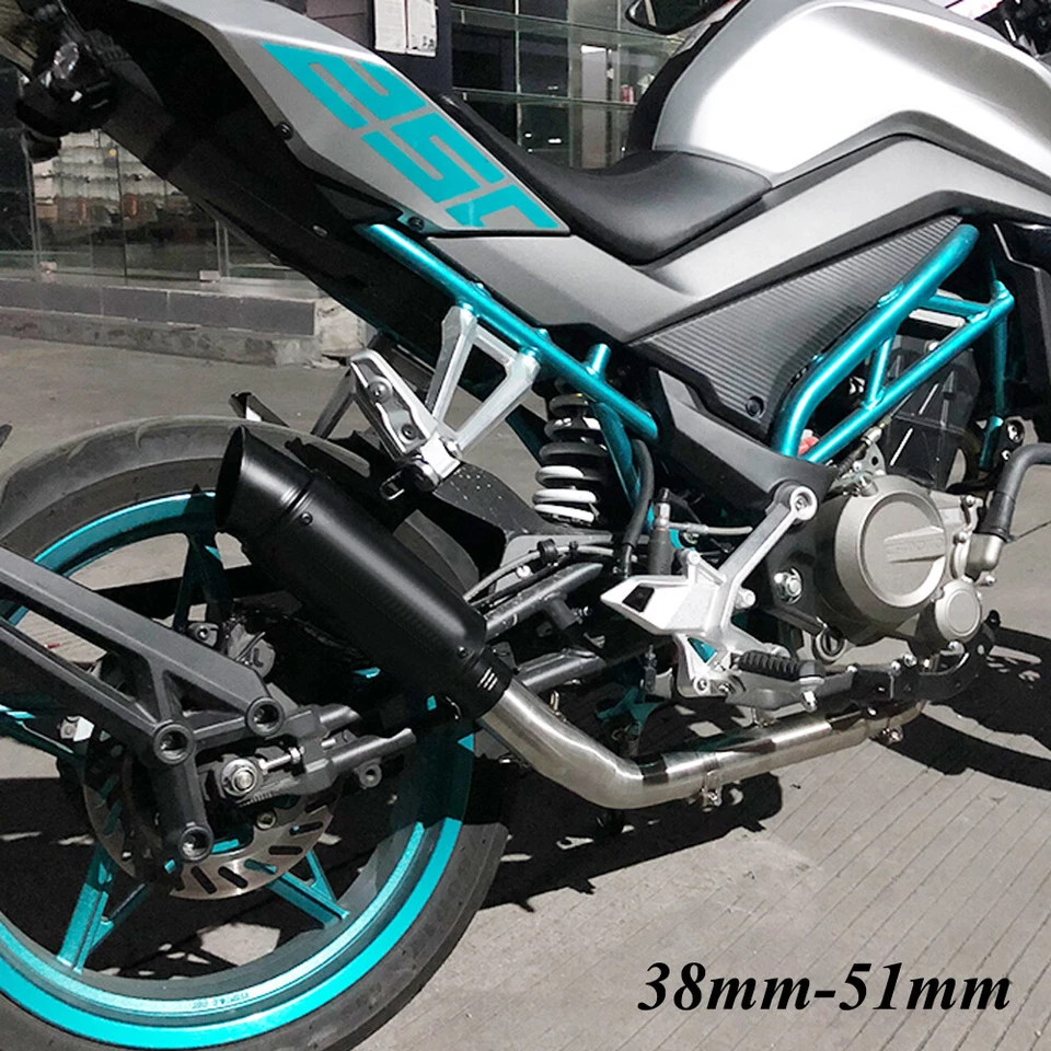 Motorbike Exhaust Muffler Pipe Slip On 38-51mm For Suzuki GSXR 750 Yamaha YZF R6 - Image 3 of 4