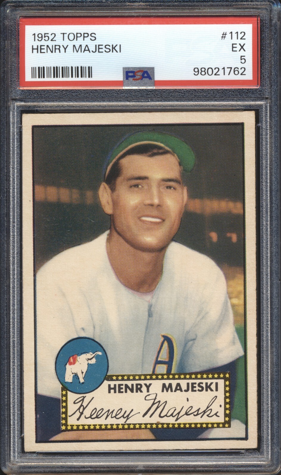 1952 Topps Baseball Henry Hank Majeski #112 PSA 5 ATHLETICS EX Partial Set Break