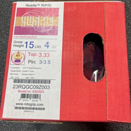 Roto Grip Hustle R/P/G 15 lbs NIB Bowling Ball! Free Shipping! Undrilled! - 第 2/4 張圖片