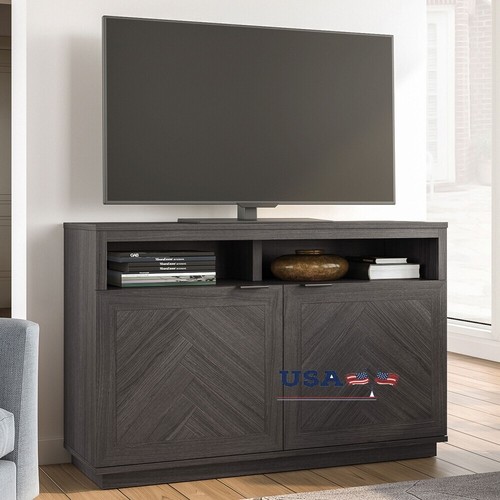 Herringbone TV Stand Console TVs up to 55" Entertainment Center Storage Cabinet