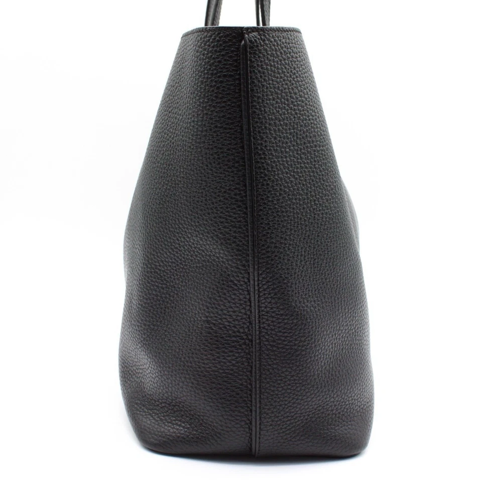 Grand sac fourre-tout Tory Burch Perry en cuir grainé noir logo doré... - Photo 3/4