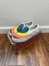 Vans Classic Slip On Rainbow White Men's 3.5 Women's 5 Skate Shoes 
