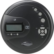 Compact Black CD Player - Anti-Skip, FM Radio  Earbuds for On-the-Go Listening