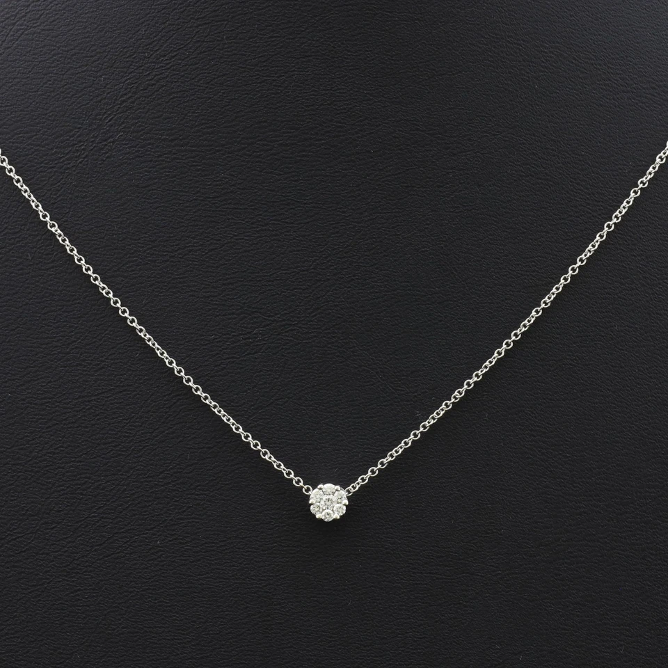 Collar De Oro Blanco 18 KT Con Diamantes Naturales 0.11 CT - Imagen 2 de 4