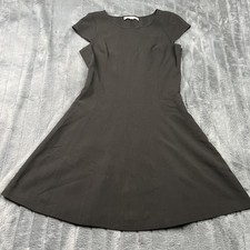 LOFT Dress Womens 4 Black Fit & Flare Cap Sleeve Knee Length Workwear Business