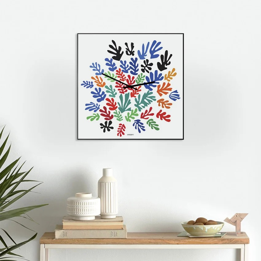 Horloge murale design moderne colorée Matisse grand format pour bureau
