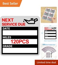 Next Service Due Notice - 120 Clear Static Cling Oil Change Stickers 2"x2"