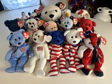 Retired Lot of 15 Patriotic Ty Beanie Babies – All with Tags, Pristine Condition