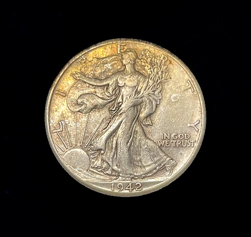 1942 Walking Liberty Half Dollar 50c SILVER Coin AU-UNC Details