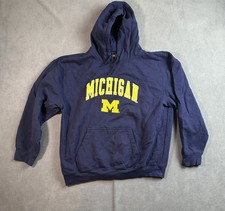 Genuine Stuff Men's XL Michigan Wolverines Navy Blue Embroidered Hoodie Fleece
