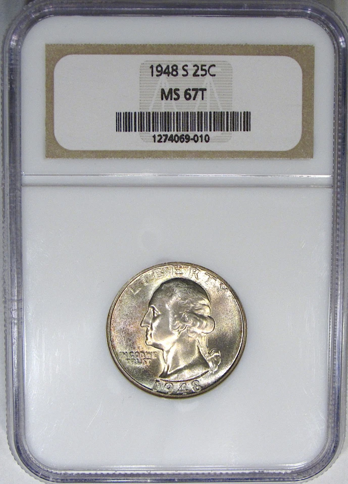 1948-S 25C NGC MS67T WASHINGTON ~ EXQUISITE EYE APPEAL & RARE T SLAB! - Image 2 of 4