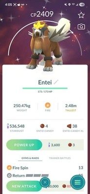 Pokemon Trade Go - Shiny Entei  | 20k or 1 Mil Stardust Trade