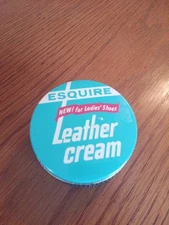 Leather Cream - Esquire - Vintage Glass Jar & Cream - Blue Color 