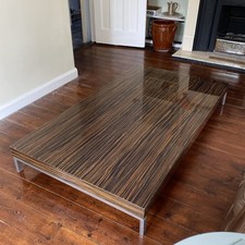 Zanotta Low Coffee Table Large Macassar Slab Brown 61” x 34.5” 8”H Made In Italy