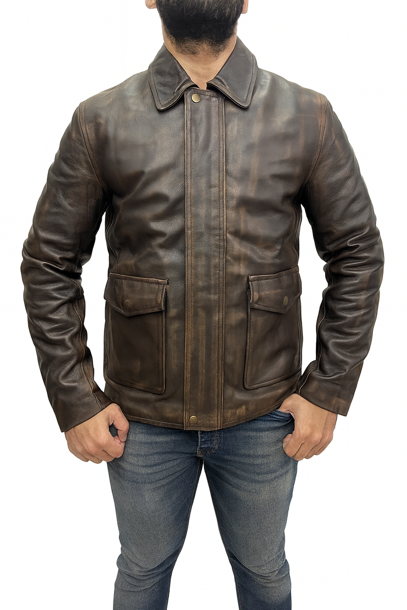 JONES ジャケット XLサイズ IJ Harrison Indiana Distressed Brown Real Leather Jacket | eBay