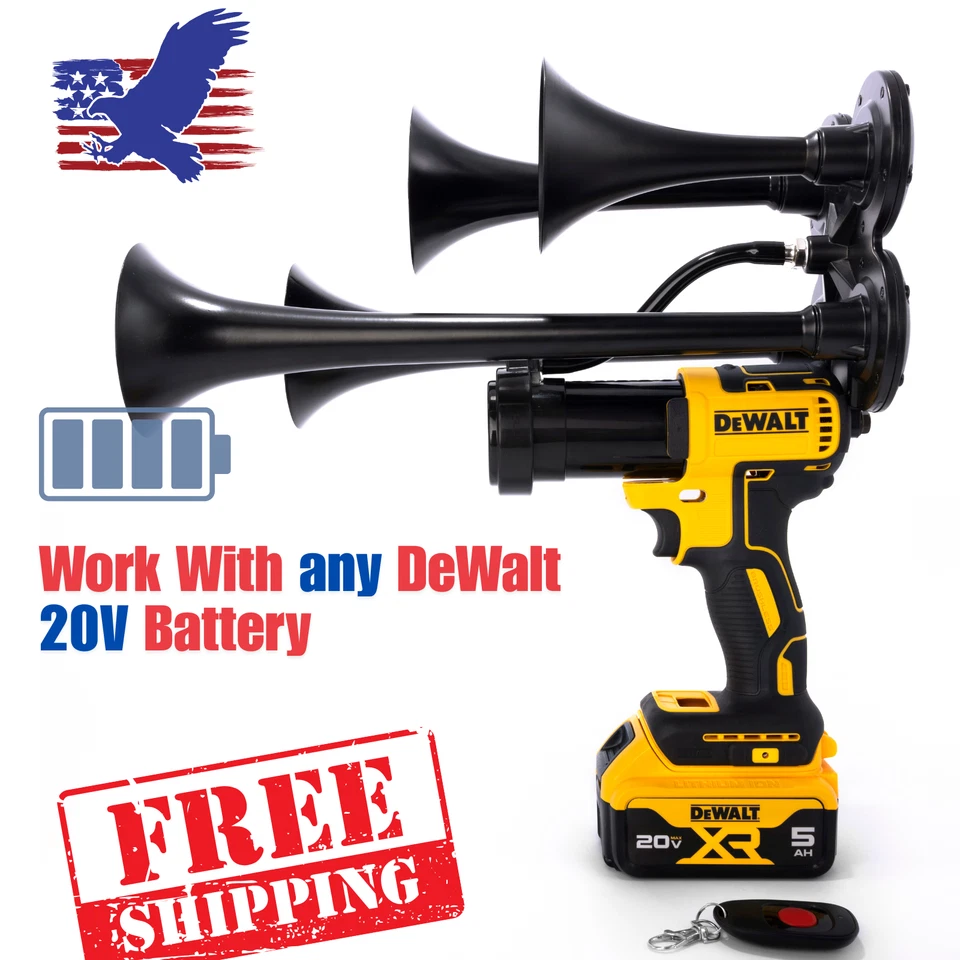 Bocina de aire de tren de taladro de impacto DeWalt 20V + control remoto | Montado en EE. UU. Foto 2 de 4