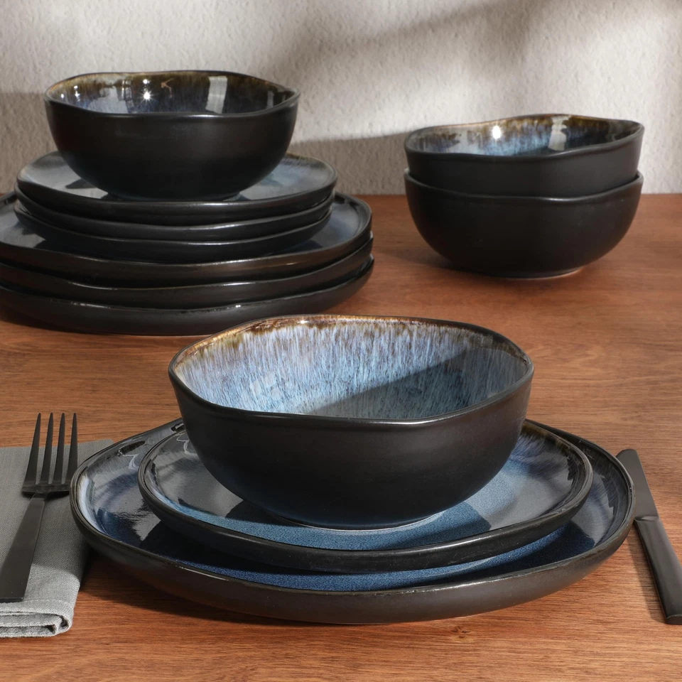 Nardini 12 Piece (Service for 4) Plates and Bowls Reactive Glaze Dishes Stone... - Image 3 of 4