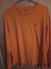 polo ralph lauren shirt Long Sleeve Orange With Green Pony Medium