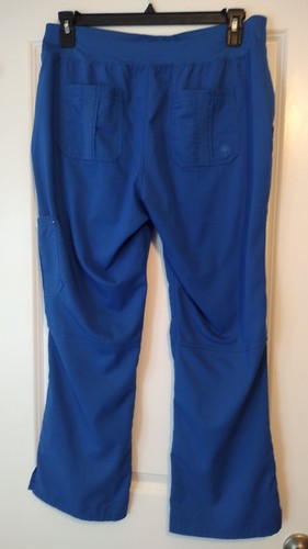 Purple Label Yoga Scrub Pants Medical Uniform Royal Blue Pull On Elastic Sz LP - Picture 2 of 6