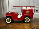 Vintage 1960s Tonka Jeep Pressed Steel Fire Truck Toy Vehicle w/ Ladder,