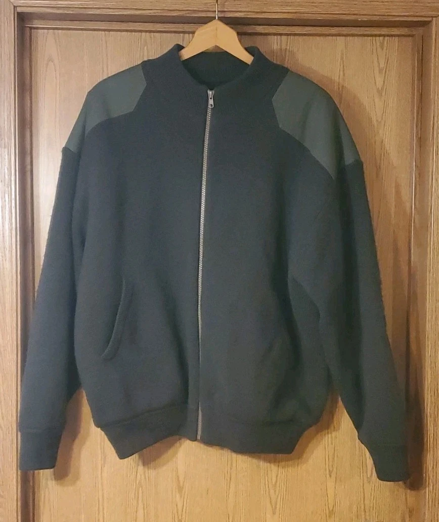 Cabela's Jacket. Mens Large. Green. Fleece Lined Wool. Full Zip C6