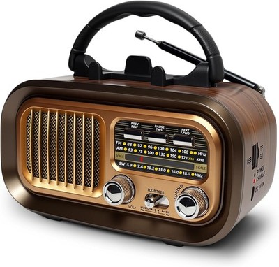 Rivya Retro Radio Bluetooth AM/FM/SW Tragbar Akku USB TF TWS Musik Player