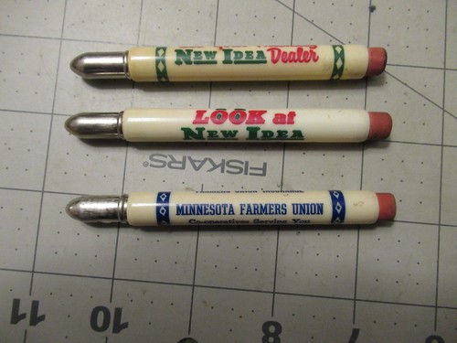 Vintage Lot of 3 Advertising Bullet Pencils New Idea & Farmers Union