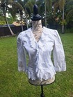 LRL LAUREN JEANS CO. Petite 4P White Denim Ruffled Eyelet Lace Jacket — photo 1
